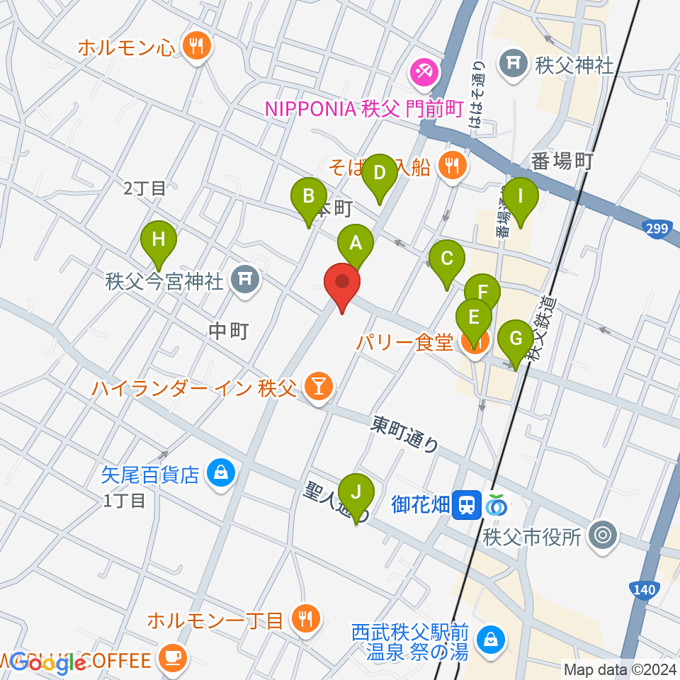 ちちぶエフエム周辺の駐車場・コインパーキング一覧地図