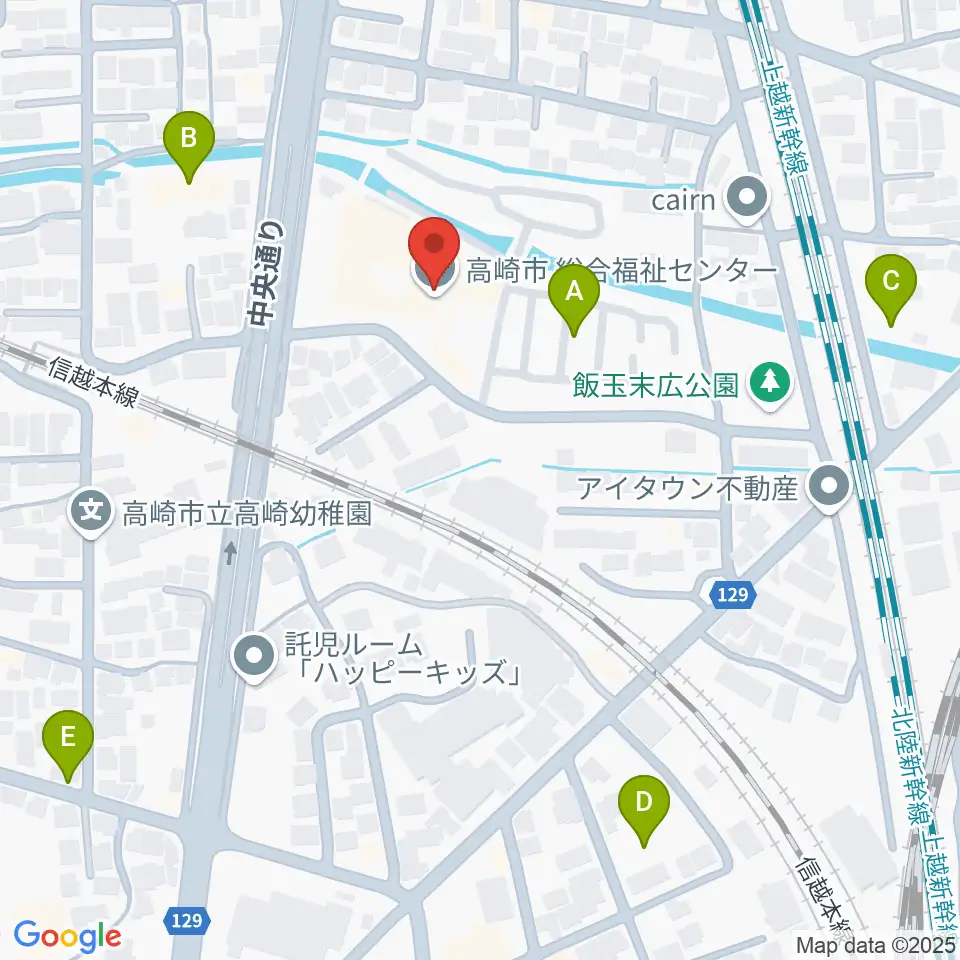高崎市総合福祉センター周辺の駐車場・コインパーキング一覧地図
