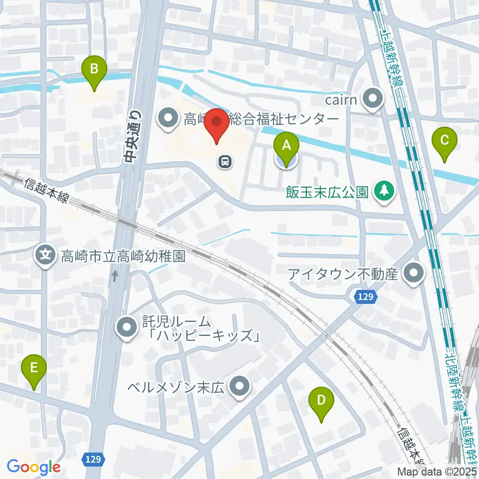 高崎市総合福祉センター周辺の駐車場・コインパーキング一覧地図