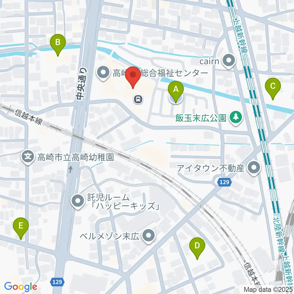 高崎市総合福祉センター周辺の駐車場・コインパーキング一覧地図