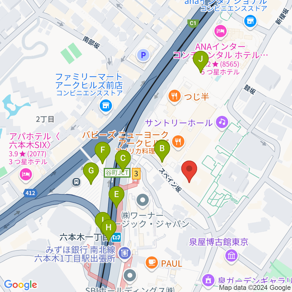 六本木アークヒルズカフェ周辺の駐車場・コインパーキング一覧地図