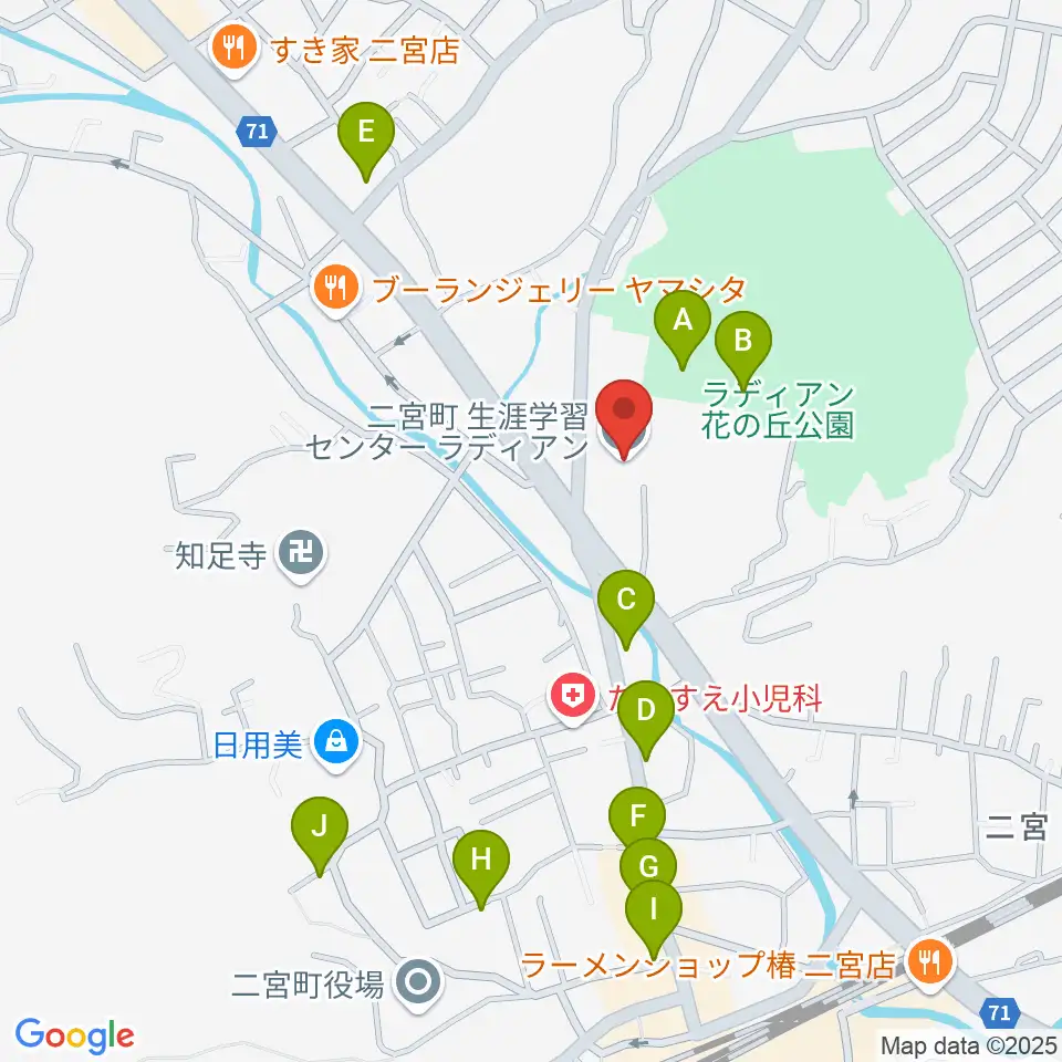 二宮町生涯学習センターラディアン周辺の駐車場・コインパーキング一覧地図