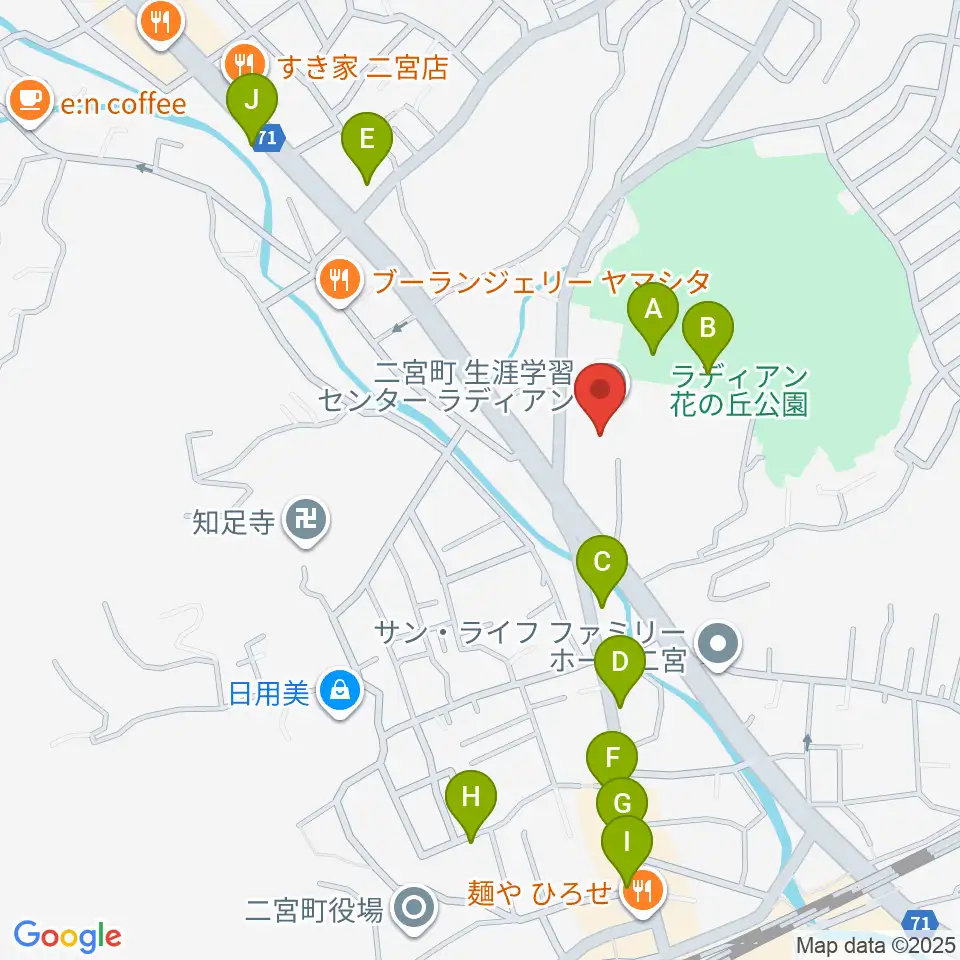 二宮町生涯学習センターラディアン周辺の駐車場・コインパーキング一覧地図