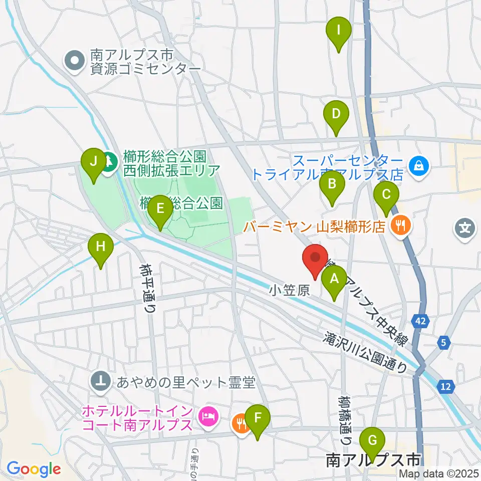 南アルプス市櫛形生涯学習センター周辺の駐車場・コインパーキング一覧地図