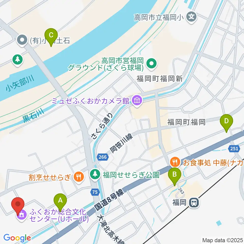 高岡市ふくおか総合文化センターＵホール周辺の駐車場・コインパーキング一覧地図