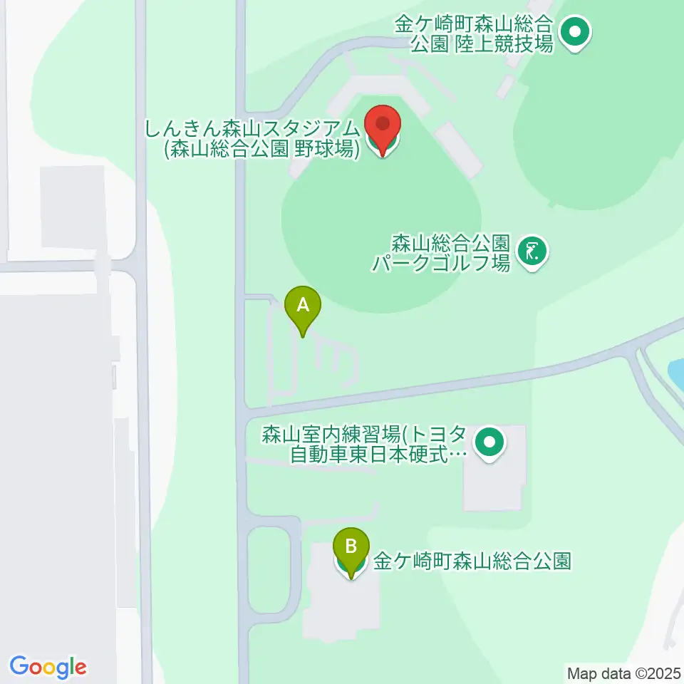 しんきん森山スタジアム周辺の駐車場・コインパーキング一覧地図