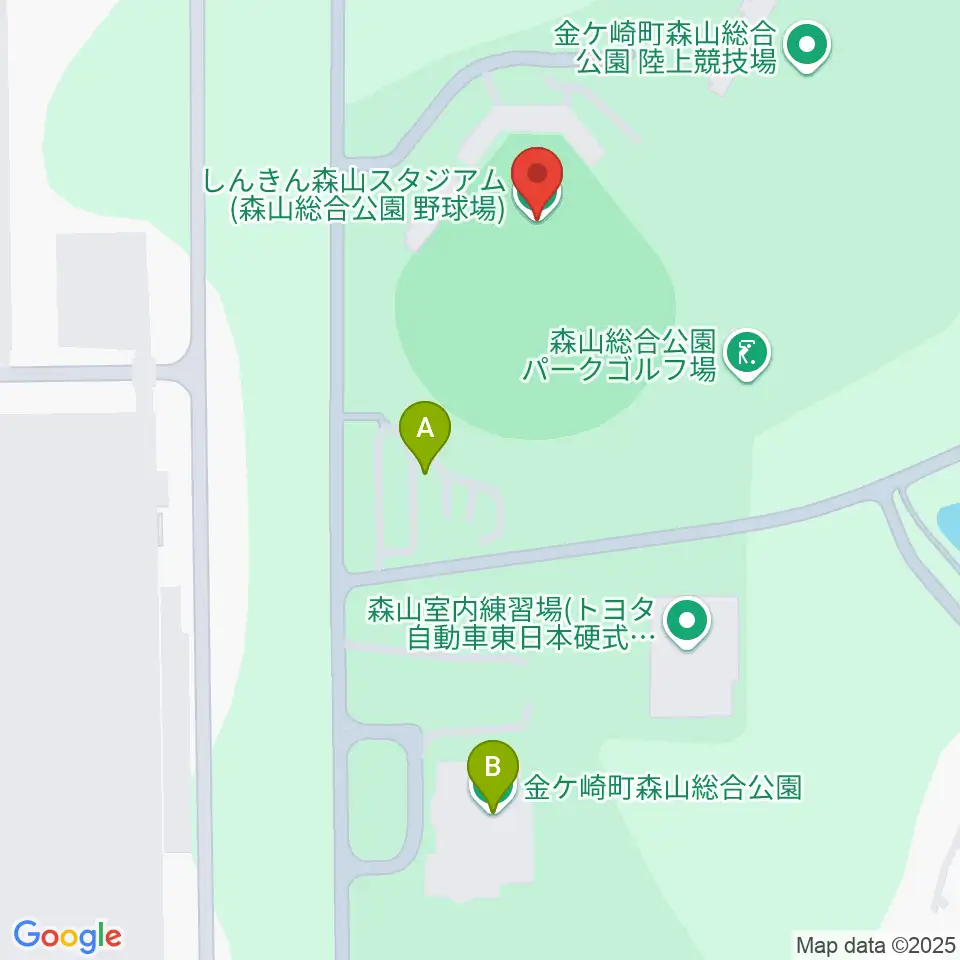 しんきん森山スタジアム周辺の駐車場・コインパーキング一覧地図