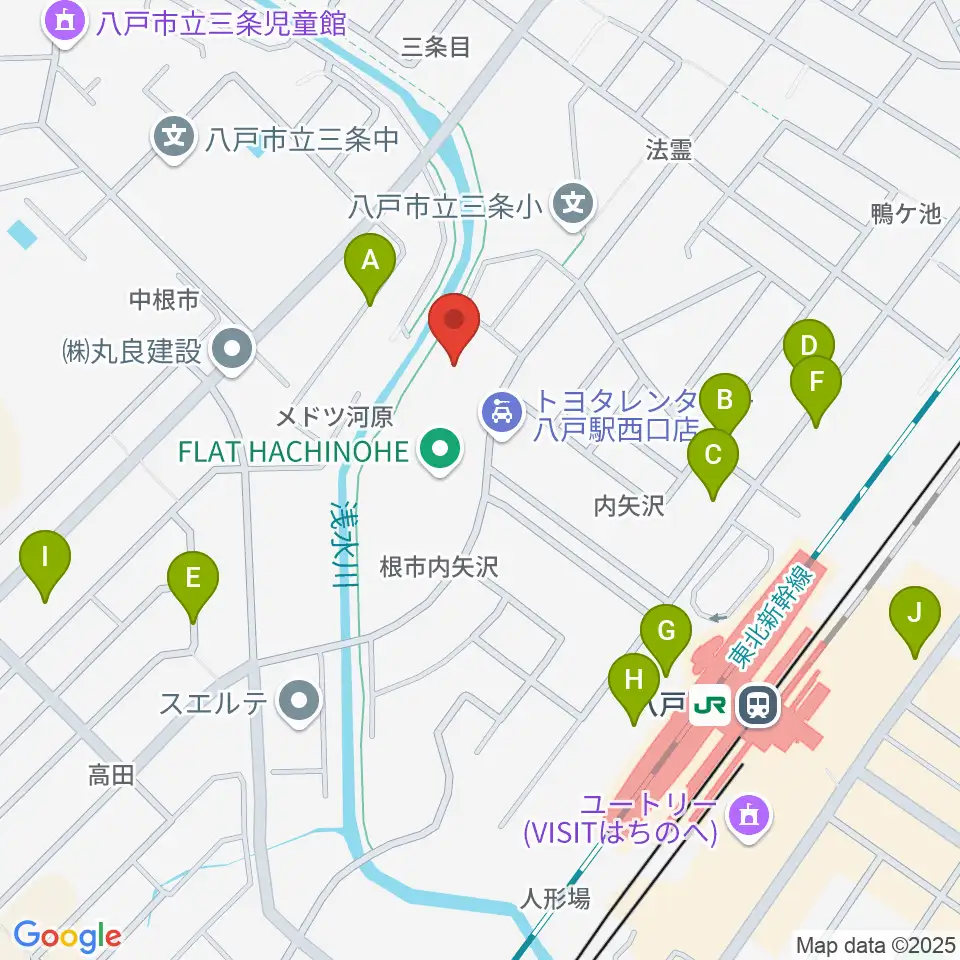 フラット八戸周辺の駐車場・コインパーキング一覧地図