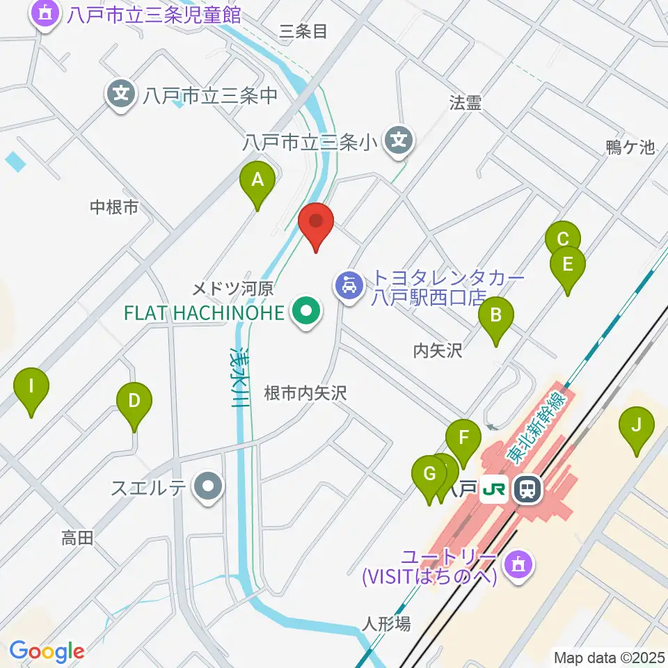 フラット八戸周辺の駐車場・コインパーキング一覧地図