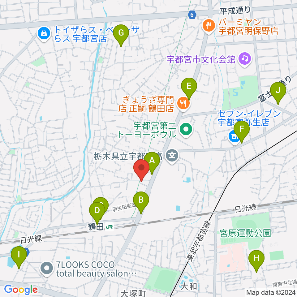 オオノ楽器 宇都宮店周辺の駐車場・コインパーキング一覧地図