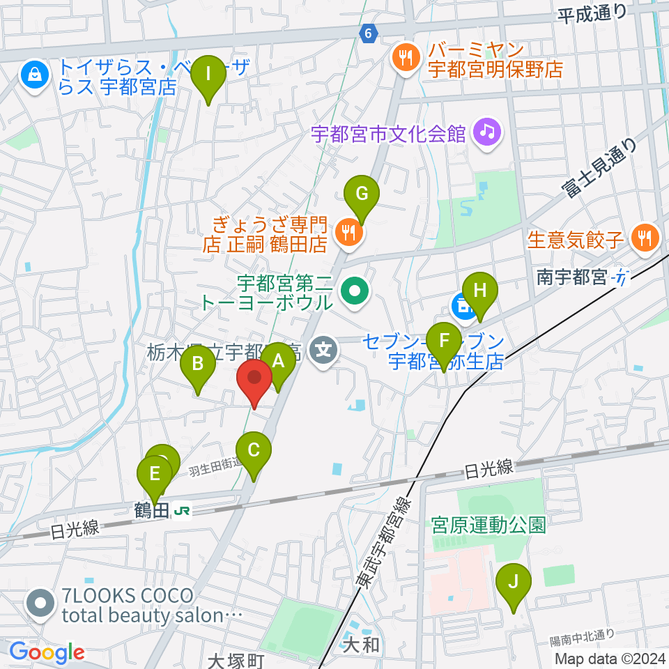 オオノ楽器 宇都宮店周辺の駐車場・コインパーキング一覧地図