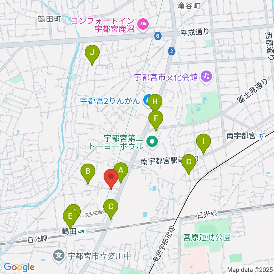 オオノ楽器 宇都宮店周辺の駐車場・コインパーキング一覧地図