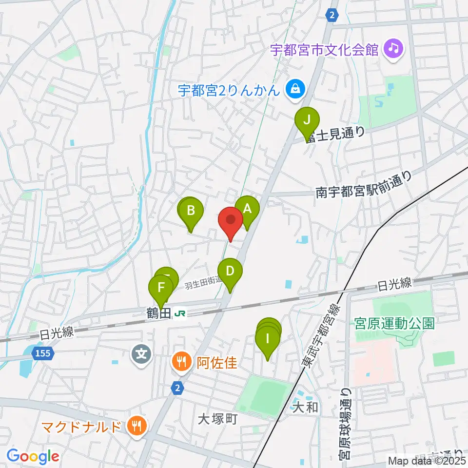 オオノ楽器 宇都宮店周辺の駐車場・コインパーキング一覧地図