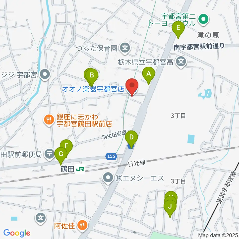 オオノ楽器 宇都宮店周辺の駐車場・コインパーキング一覧地図