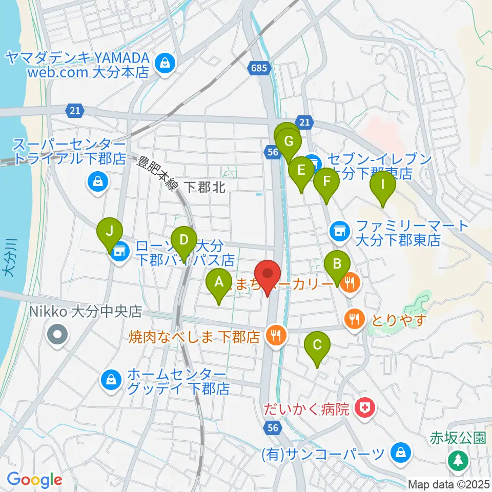 カネトウ楽器 大分店周辺の駐車場・コインパーキング一覧地図