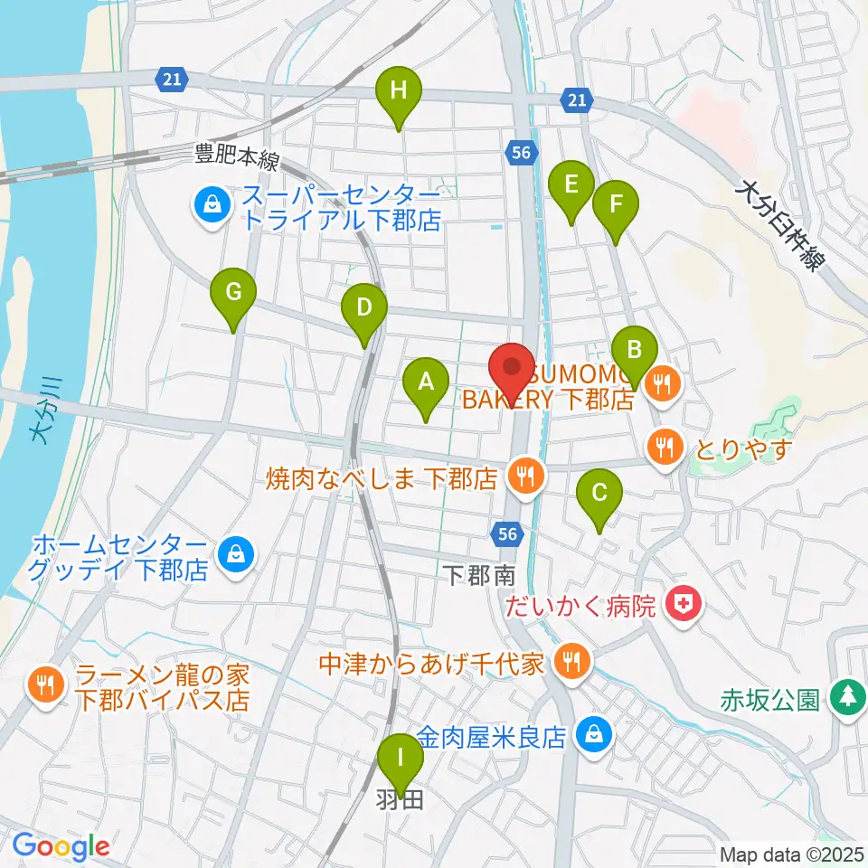 カネトウ楽器 大分店周辺の駐車場・コインパーキング一覧地図