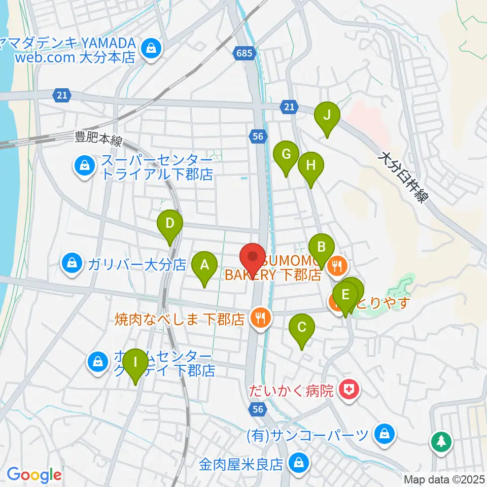 カネトウ楽器 大分店周辺の駐車場・コインパーキング一覧地図