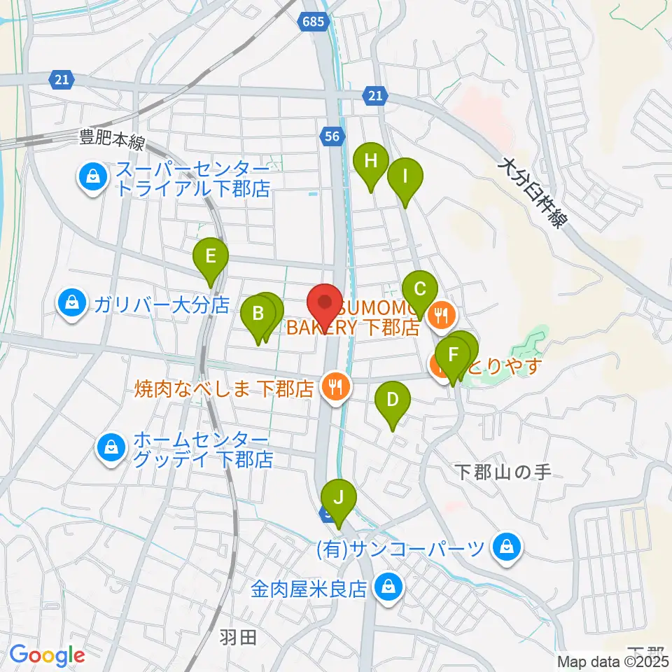 カネトウ楽器 大分店周辺の駐車場・コインパーキング一覧地図
