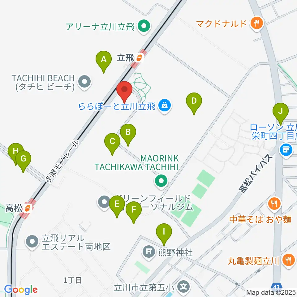 TOHOシネマズ立川立飛周辺の駐車場・コインパーキング一覧地図