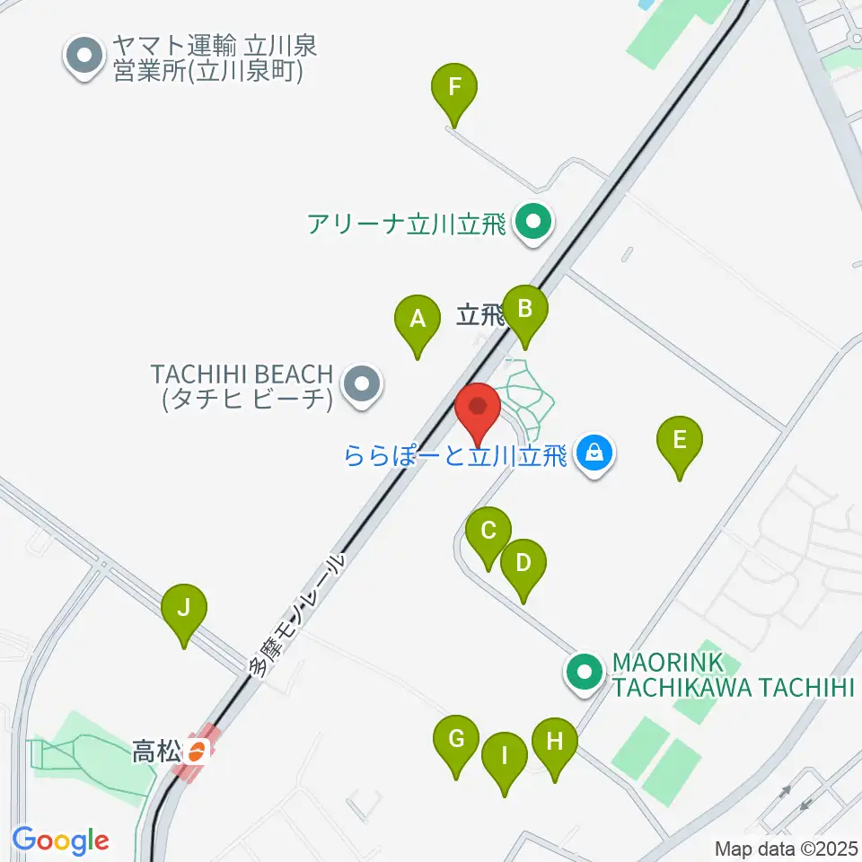 TOHOシネマズ立川立飛周辺の駐車場・コインパーキング一覧地図