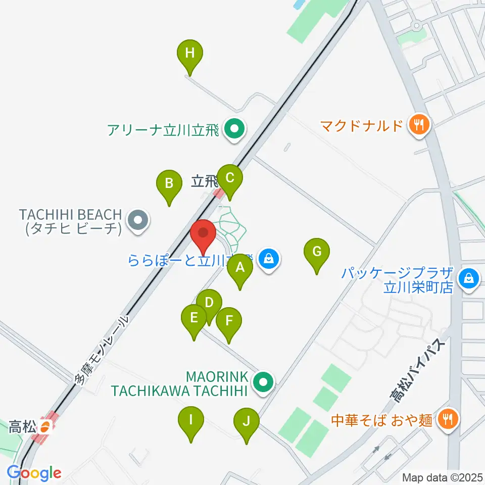 TOHOシネマズ立川立飛周辺の駐車場・コインパーキング一覧地図