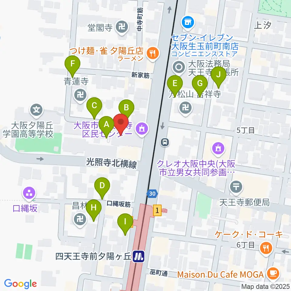 天王寺区民センター周辺の駐車場・コインパーキング一覧地図