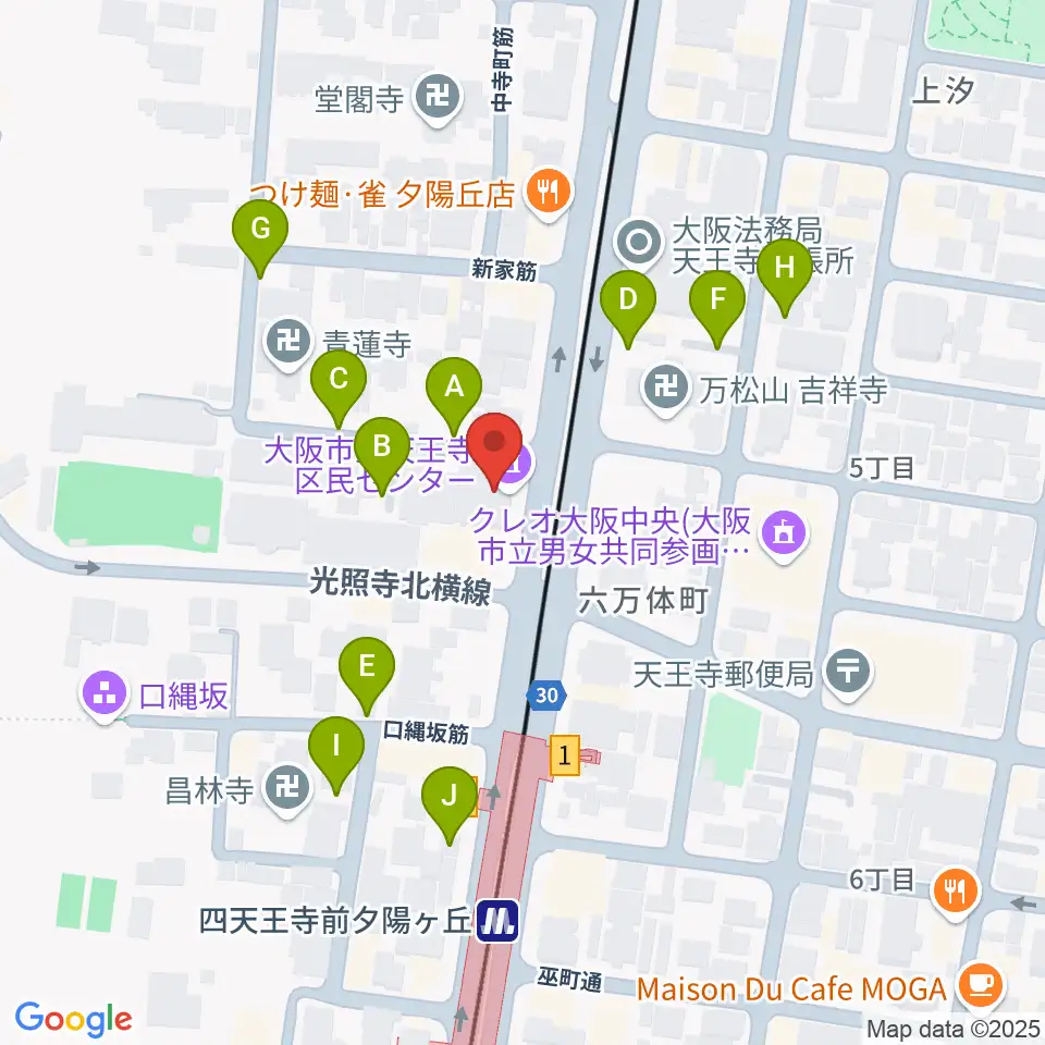 天王寺区民センター周辺の駐車場・コインパーキング一覧地図