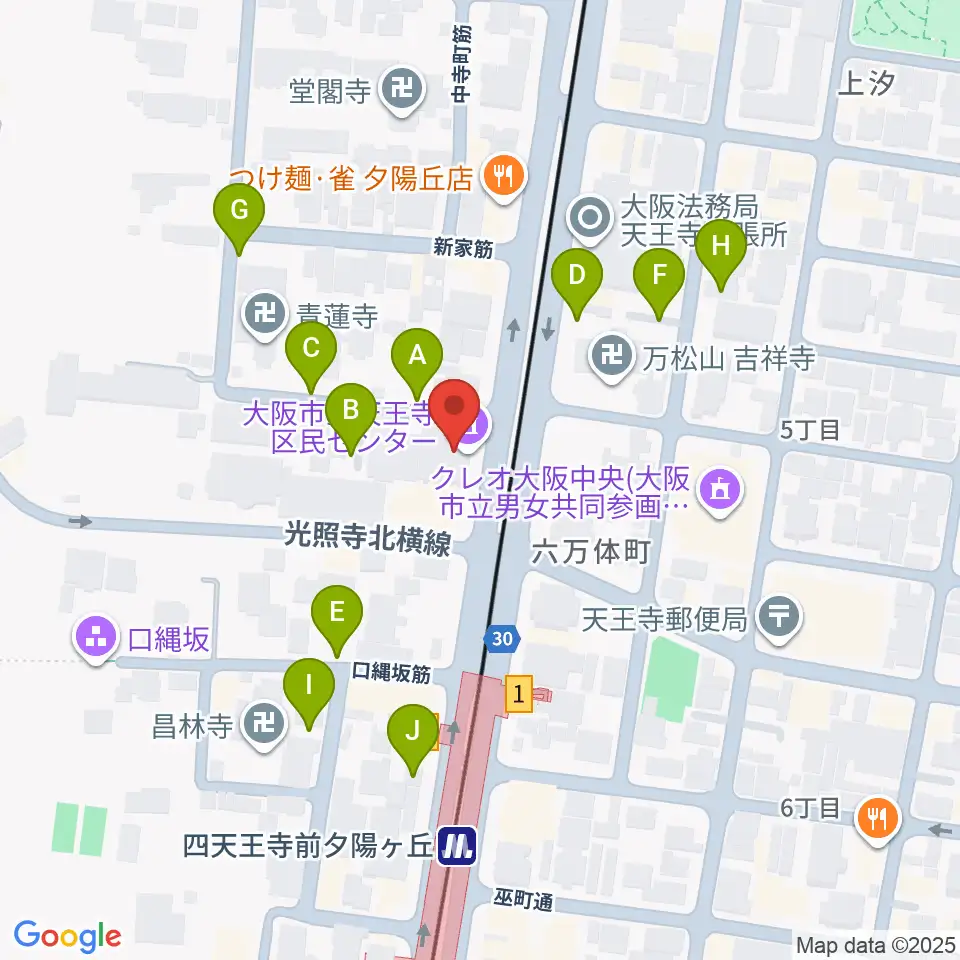 天王寺区民センター周辺の駐車場・コインパーキング一覧地図