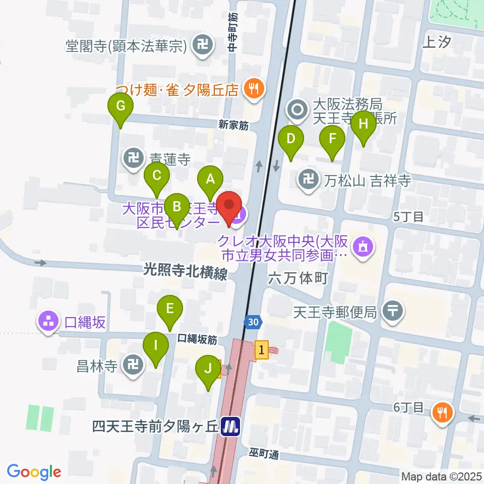 天王寺区民センター周辺の駐車場・コインパーキング一覧地図