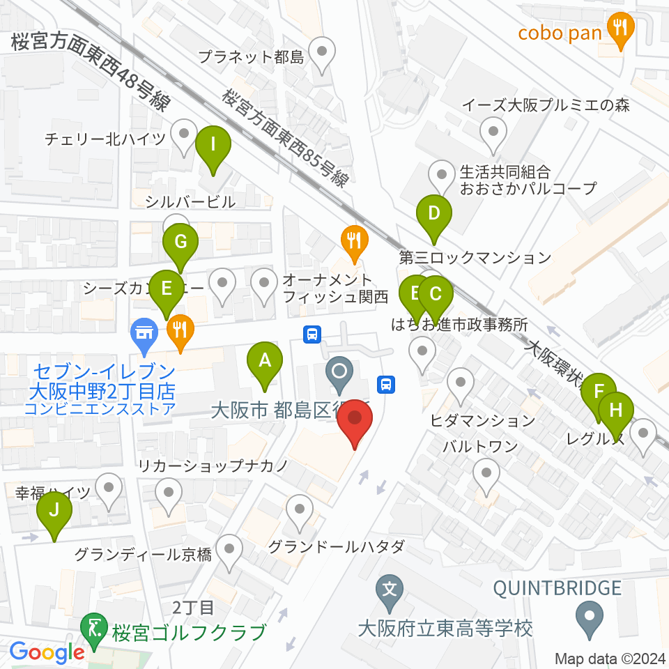 まるよし精肉店 都島区民センター周辺の駐車場・コインパーキング一覧地図
