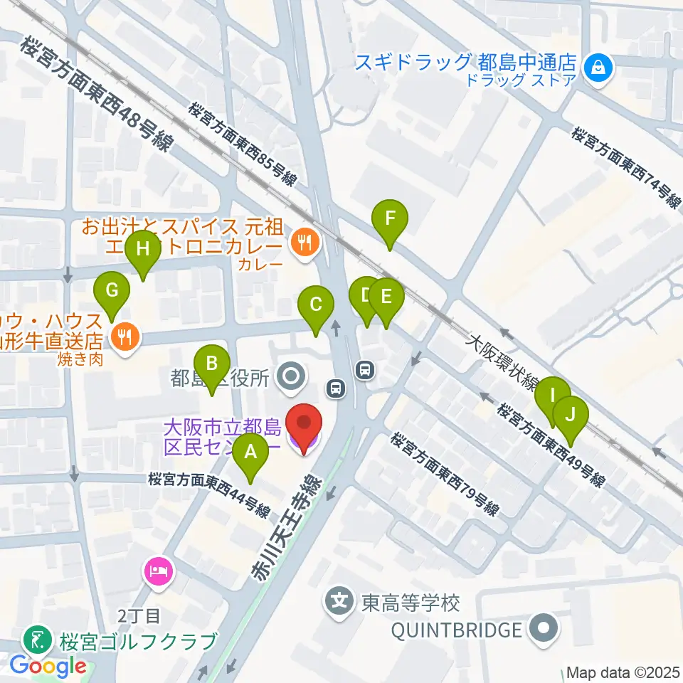 まるよし精肉店 都島区民センター周辺の駐車場・コインパーキング一覧地図