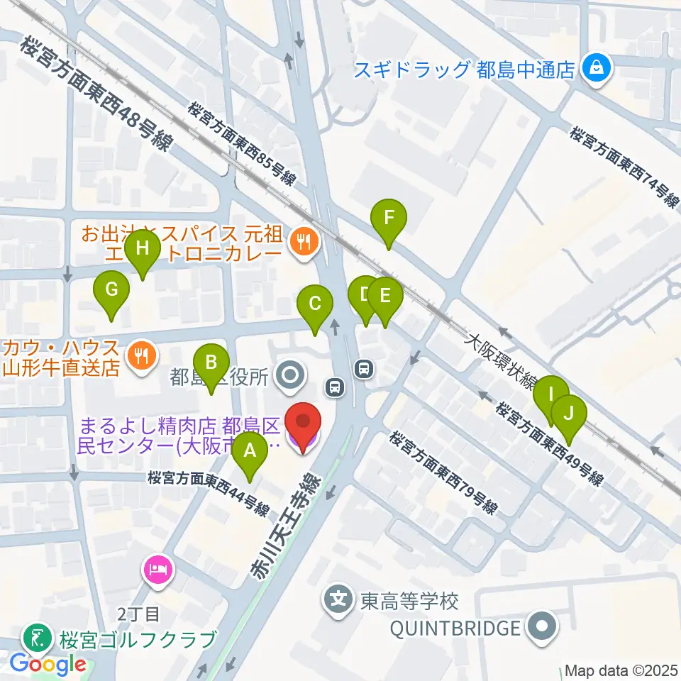 まるよし精肉店 都島区民センター周辺の駐車場・コインパーキング一覧地図