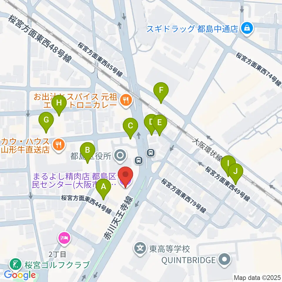 まるよし精肉店 都島区民センター周辺の駐車場・コインパーキング一覧地図