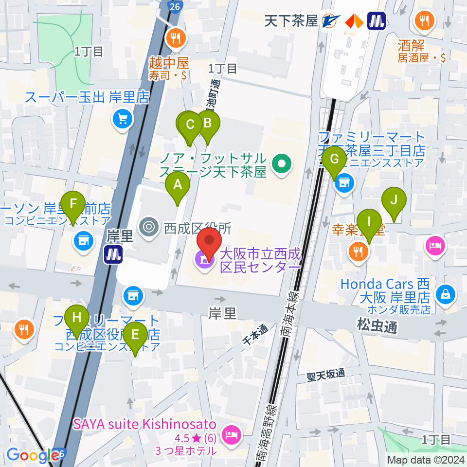 大阪市立西成区民センター周辺の駐車場・コインパーキング一覧地図