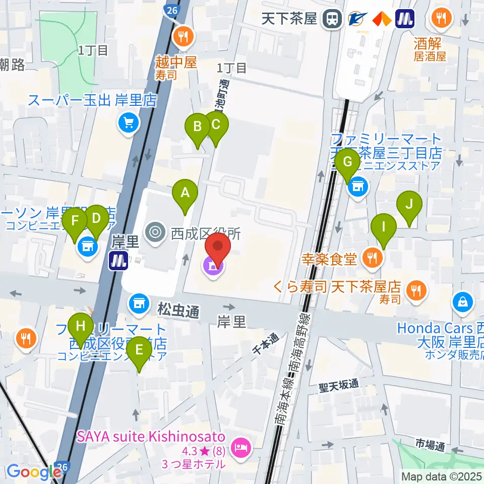 大阪市立西成区民センター周辺の駐車場・コインパーキング一覧地図