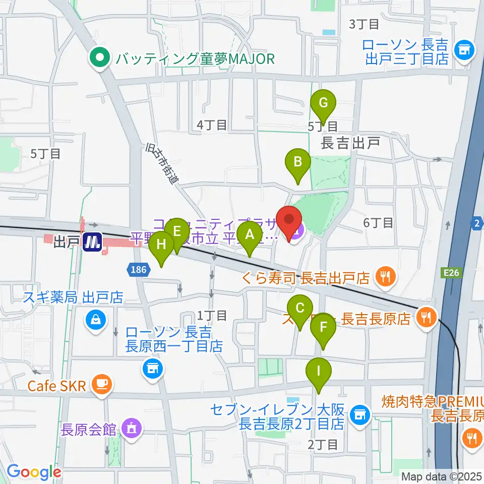 コミュニティプラザ平野（平野区民センター）周辺の駐車場・コインパーキング一覧地図