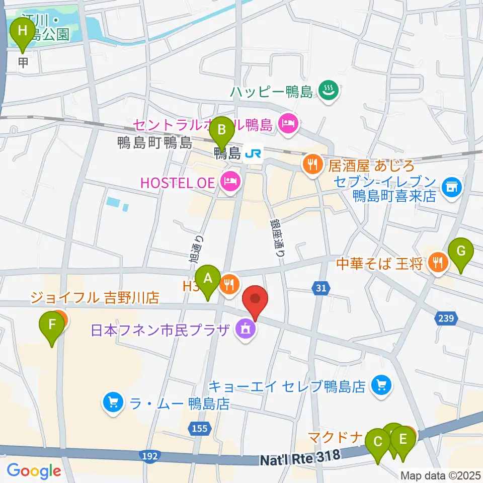 日本フネン市民プラザ周辺の駐車場・コインパーキング一覧地図