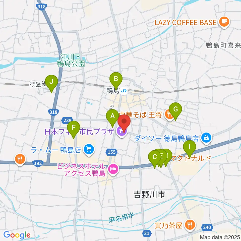 日本フネン市民プラザ周辺の駐車場・コインパーキング一覧地図