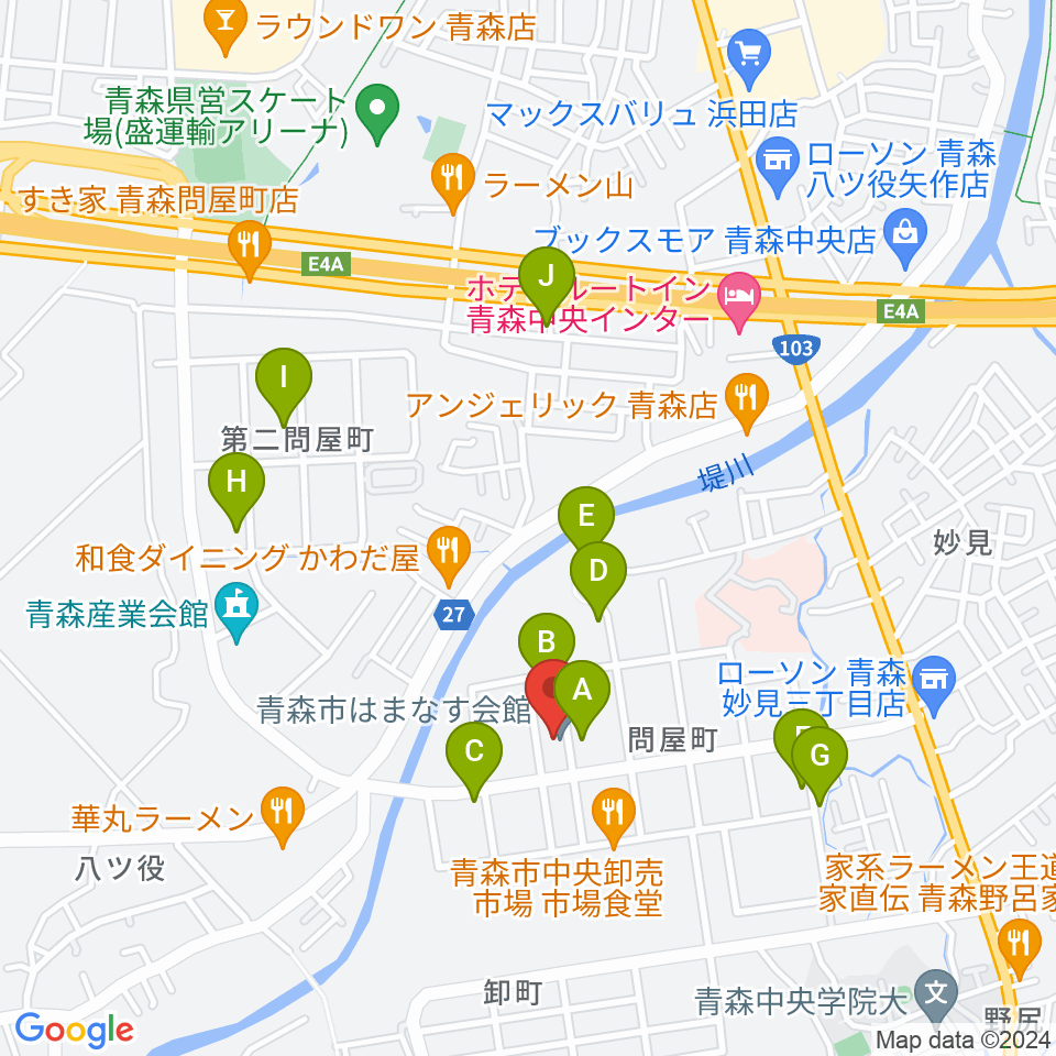 青森市はまなす会館周辺の駐車場・コインパーキング一覧地図