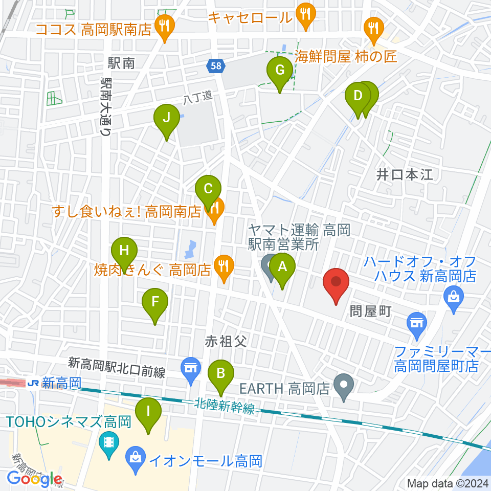 高岡エクール周辺の駐車場・コインパーキング一覧地図