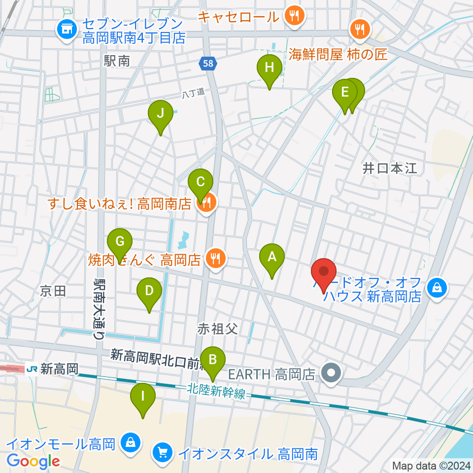 高岡エクール周辺の駐車場・コインパーキング一覧地図