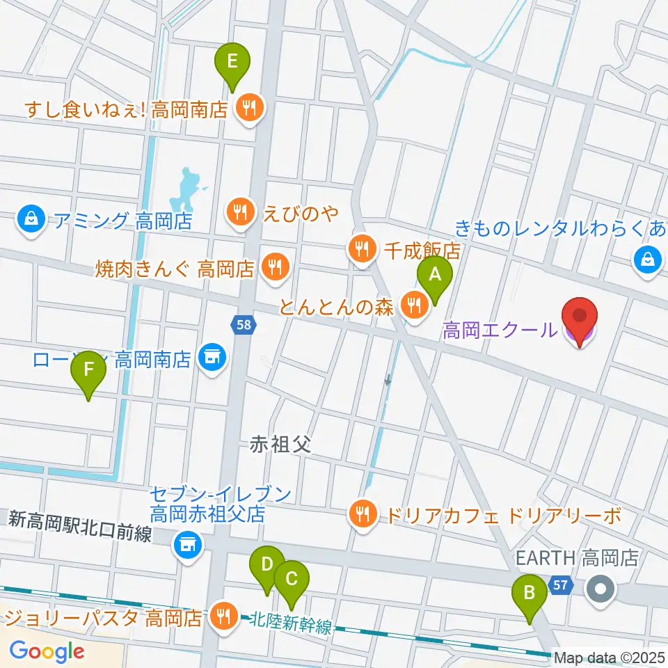 高岡エクール周辺の駐車場・コインパーキング一覧地図