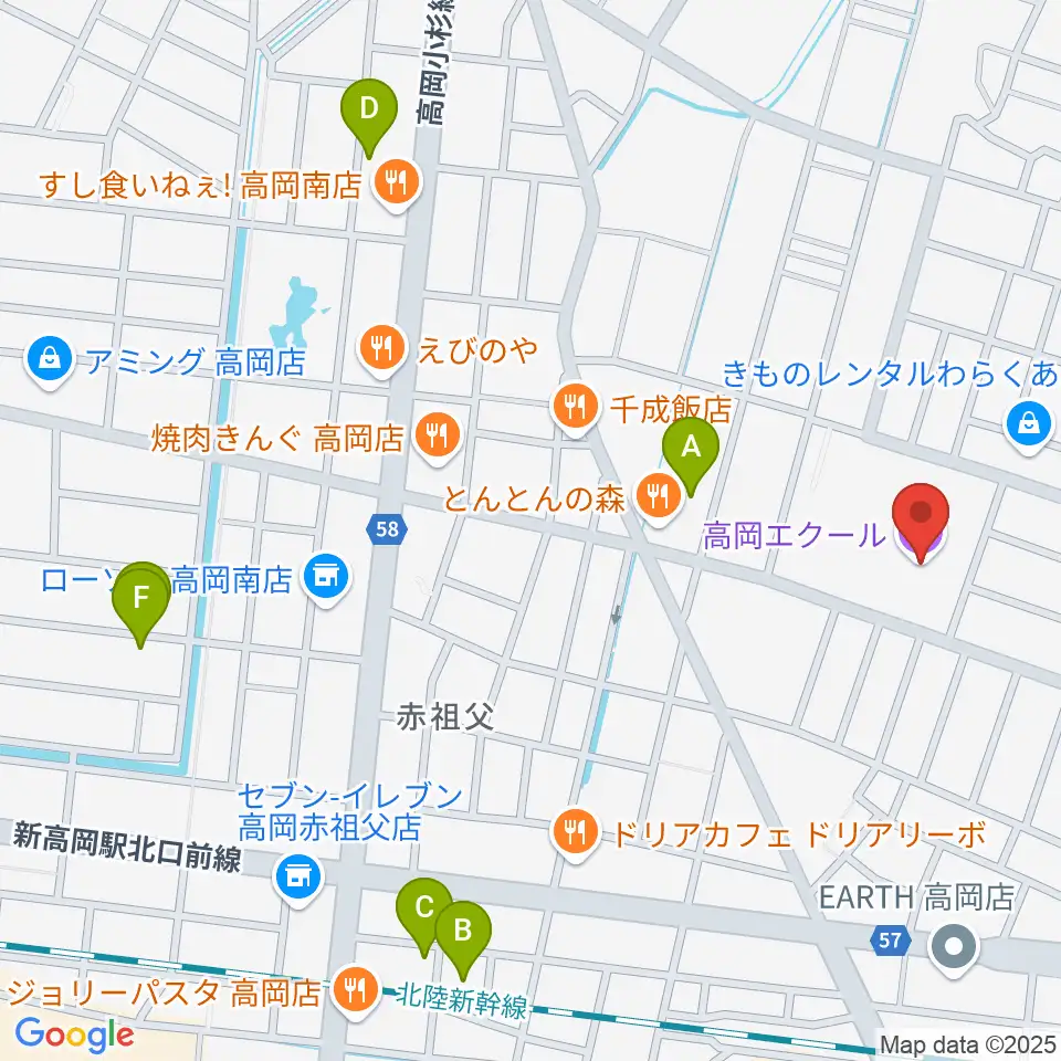 高岡エクール周辺の駐車場・コインパーキング一覧地図