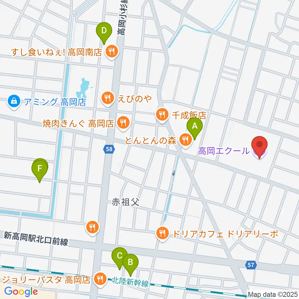 高岡エクール周辺の駐車場・コインパーキング一覧地図