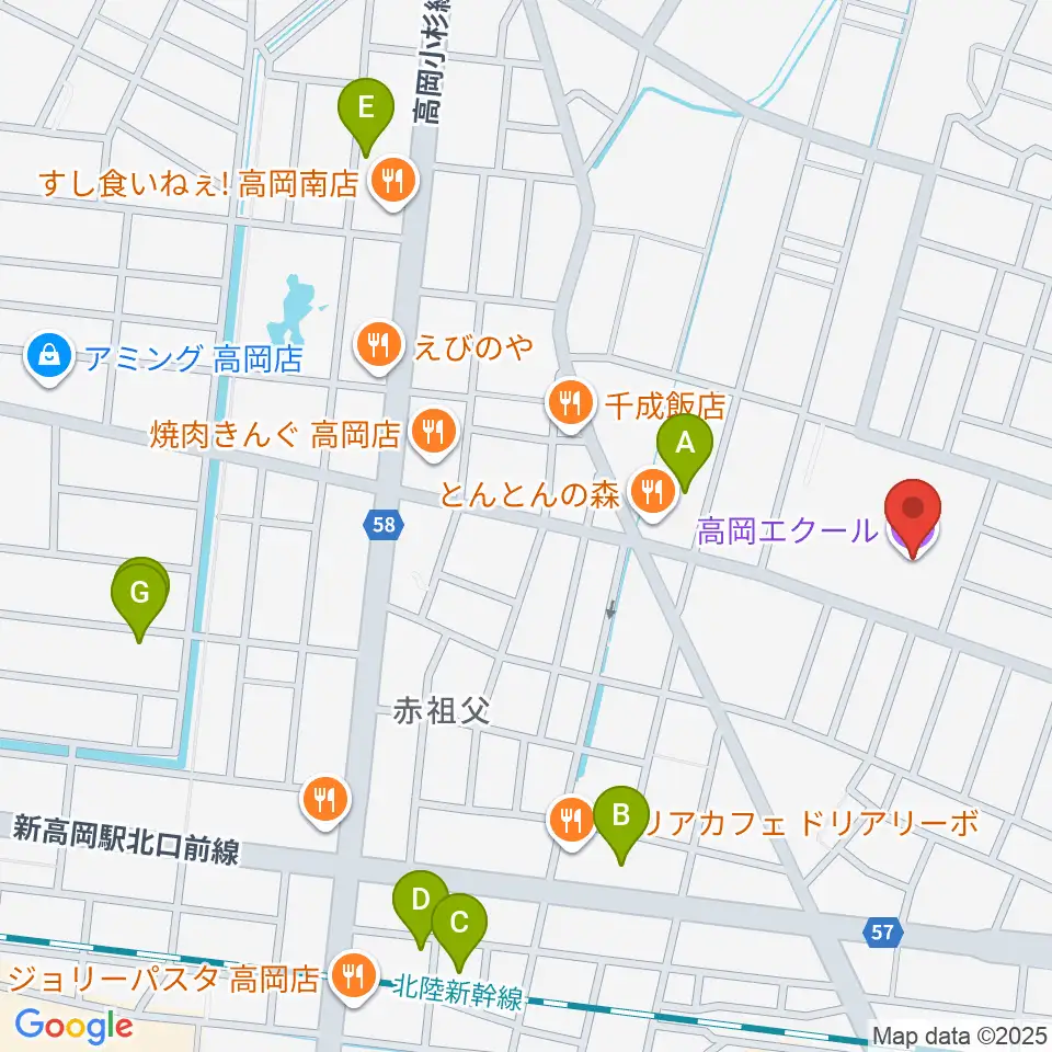 高岡エクール周辺の駐車場・コインパーキング一覧地図