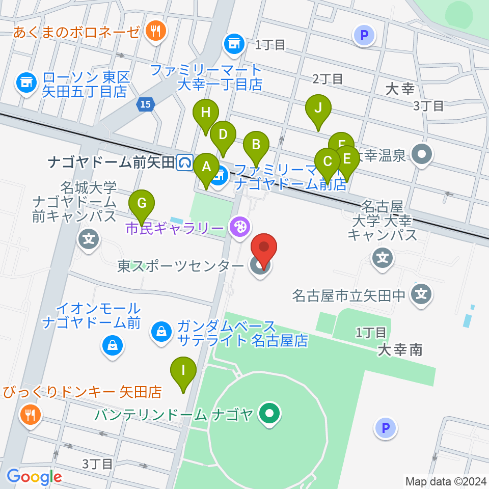 名古屋市東スポーツセンター周辺の駐車場・コインパーキング一覧地図