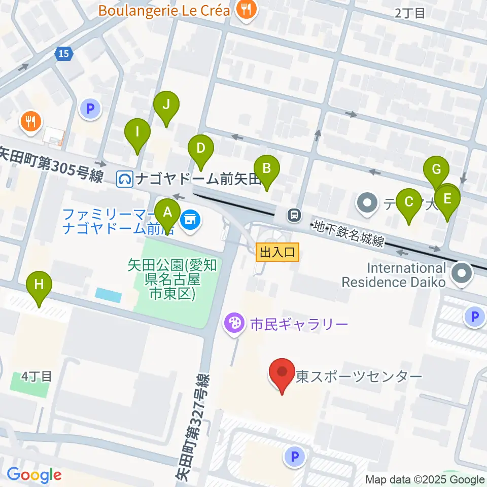 名古屋市東スポーツセンター周辺の駐車場・コインパーキング一覧地図