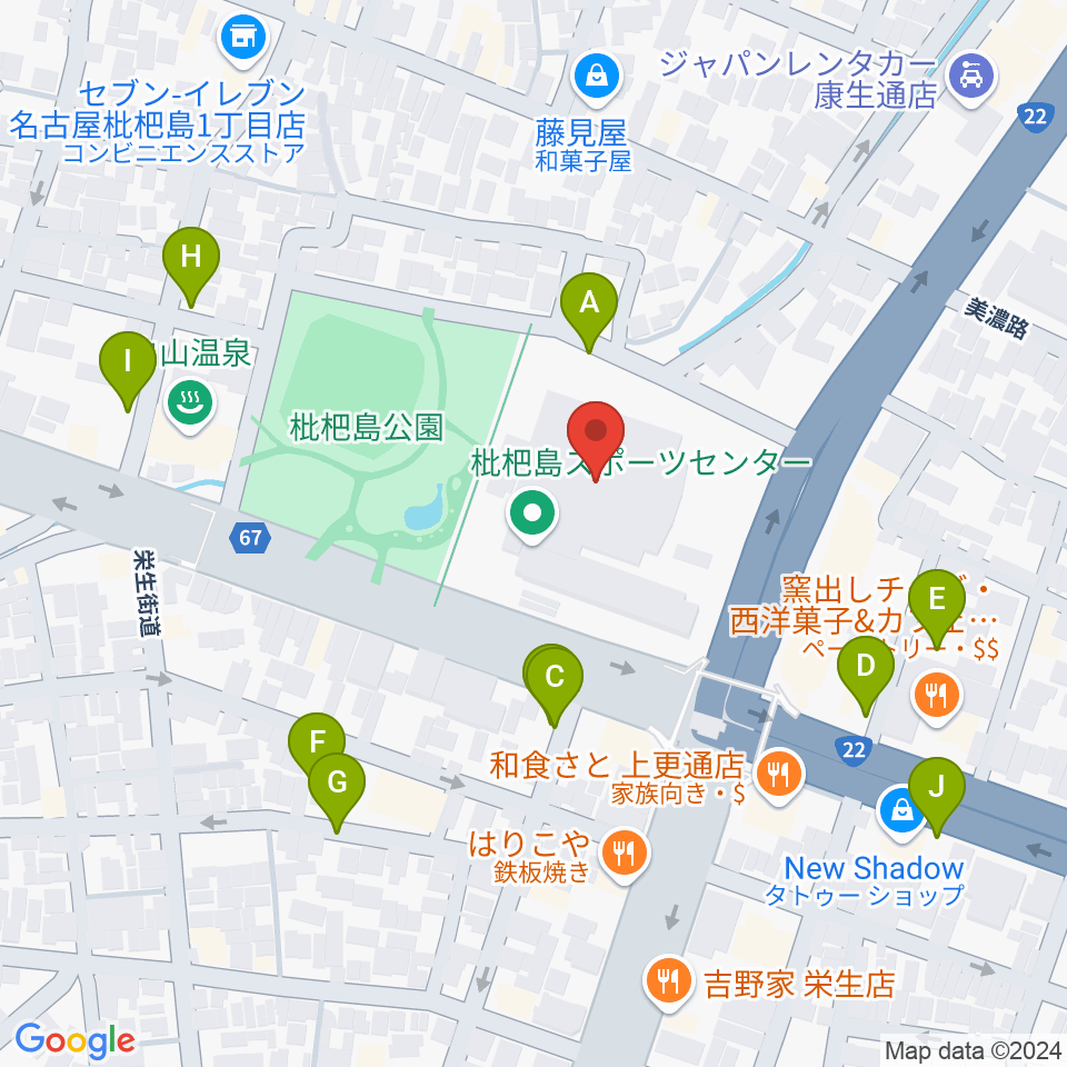 枇杷島スポーツセンター周辺の駐車場・コインパーキング一覧地図