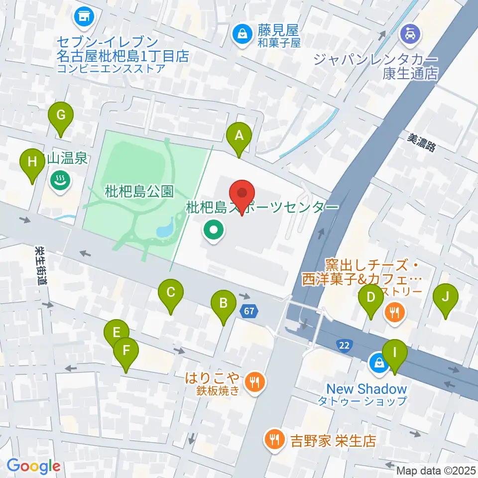 枇杷島スポーツセンター周辺の駐車場・コインパーキング一覧地図