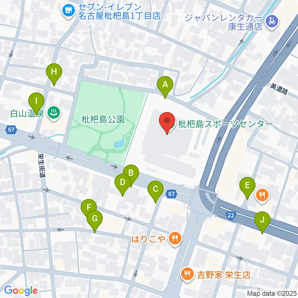 枇杷島スポーツセンター周辺の駐車場・コインパーキング一覧地図